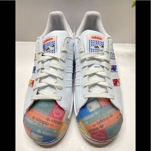 NEW Adidas Originals Superstar Men’s Shoes Sneakers GX2717 White/Blue/Orange 8.5 - Picture 5 of 13